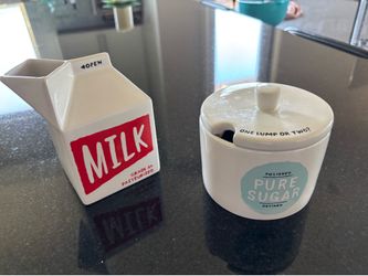 Kate Spade Lenox All in Good Taste "Piping Hot" Milk Carton Creamer & Sugar Bowl