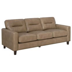 Faux Leather Upholstered Track Arm Sofa Brown Sillon Couch Furniture