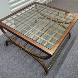 The Bombay Company Glass Top Bronze Finish Coffee Table 32x32x18