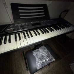 61 Key Keyboard Super Kit With Pitch Bend Kit, Piano Bench, Headphones, Simply Piano App & Keynote Stickers