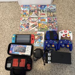 Nintendo Switch Bundle w/ Mario Kart, Smash, Animal Crossing — 9 Games + Controllers + Original Boxes
