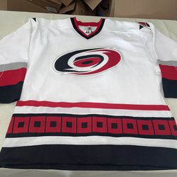 Authentic Carolina Hurricanes Jersey White Mens 48 Starter NHL Sewn Clean 56 Fit