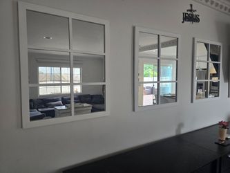 White Window Pane Wall Mirrors – Farmhouse / Modern Decor
