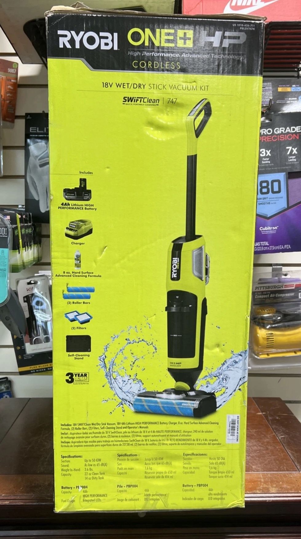 Brand New RYOBI (PBLSV747K) 18V Brushless Cordless Wet/Dry Stick Vacuum Kit