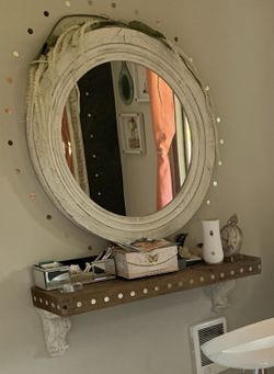Large Wood Shelf With Sconces(does Not Have The Mirror Circles Anymore)