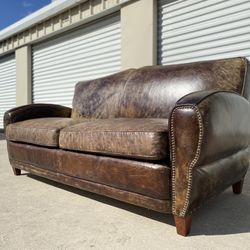 Four Hands Leather Distressed Sofa