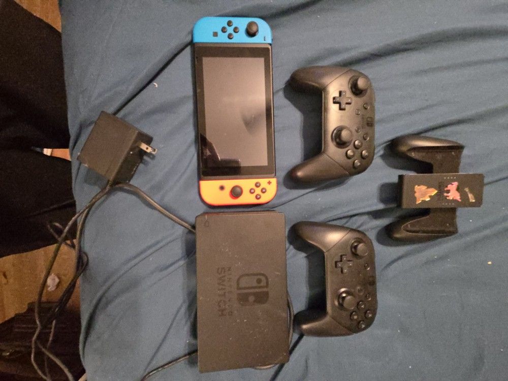 Nintendo Switch Bundle, Dock, Controllers, Games