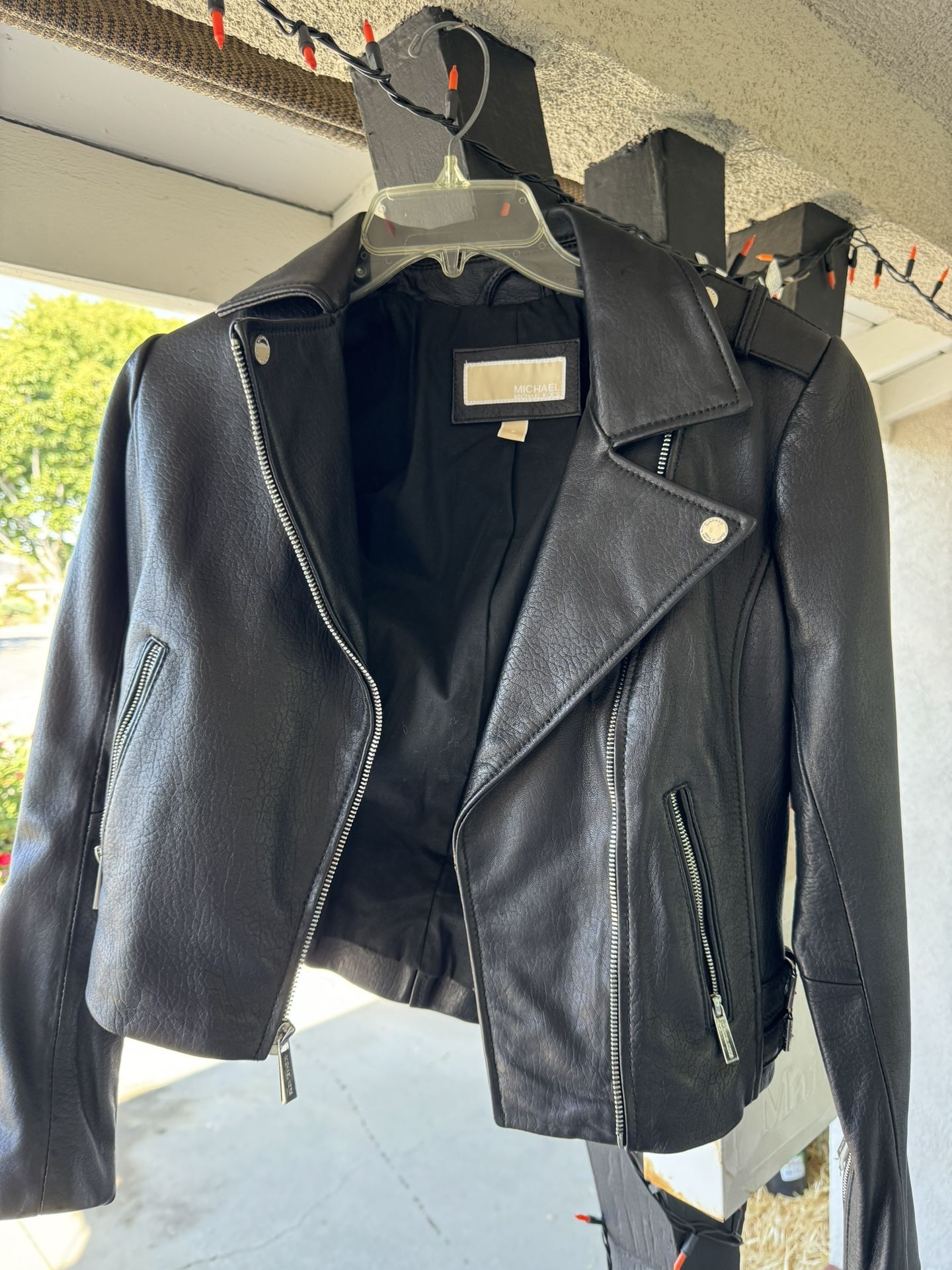 Michael by Michael Kors Black Leather Jacket Zilpers