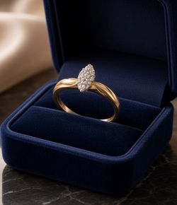 Set of 4 Vintage Solid Gold Rings with Diamonds