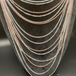 30” Silver And Rose Gold Multi-Strand Necklace 