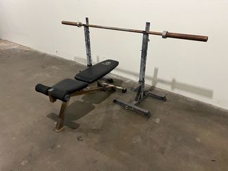 Weight Bench Press / Squat Rack with Olympic Weight bar 7ft
