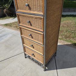 Bamboo 5 Drawer Dresser Metal Frame

47" H  x  19" L  x  21" W