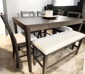 New 6 Piece Counter Height Kitchen or Dining Set with Bench Seating
