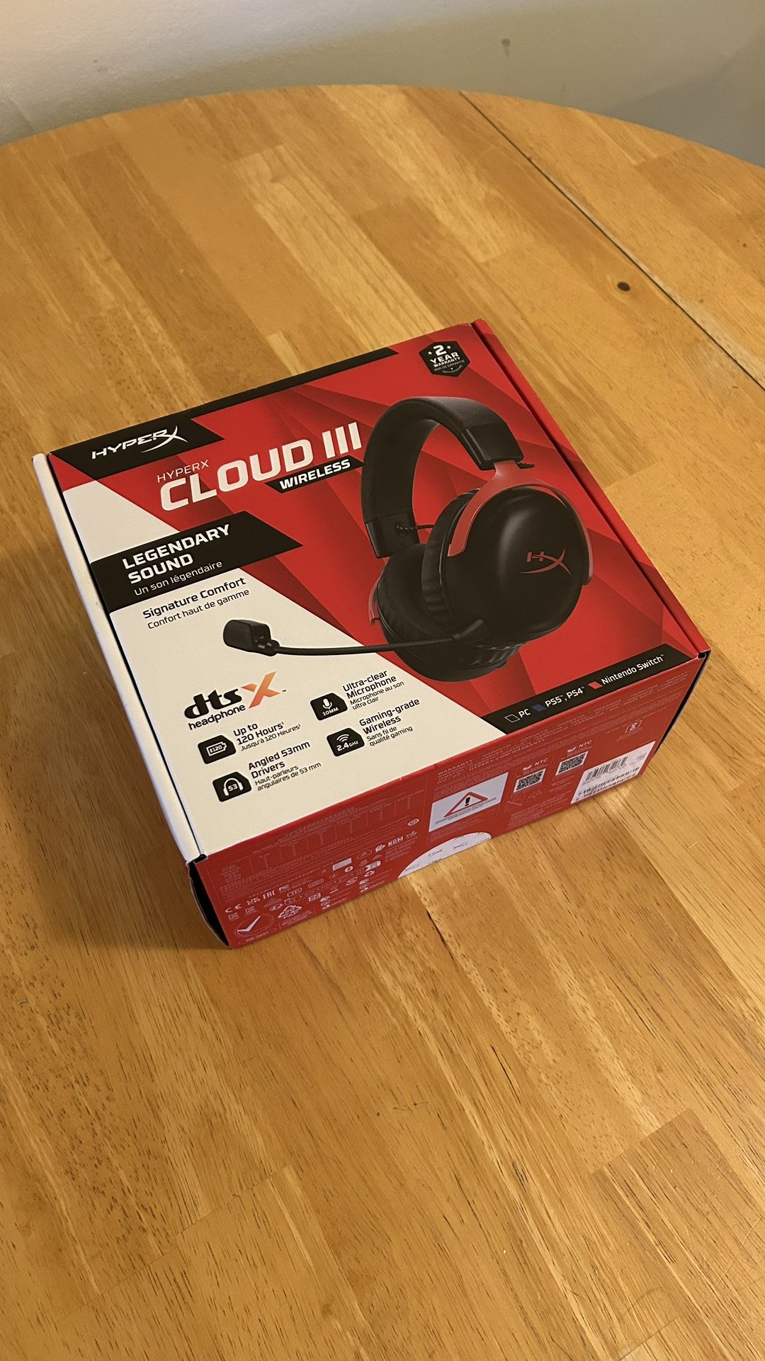 HyperX Cloud III Wireless – New Unopened - Gaming Headset - Black/Red
