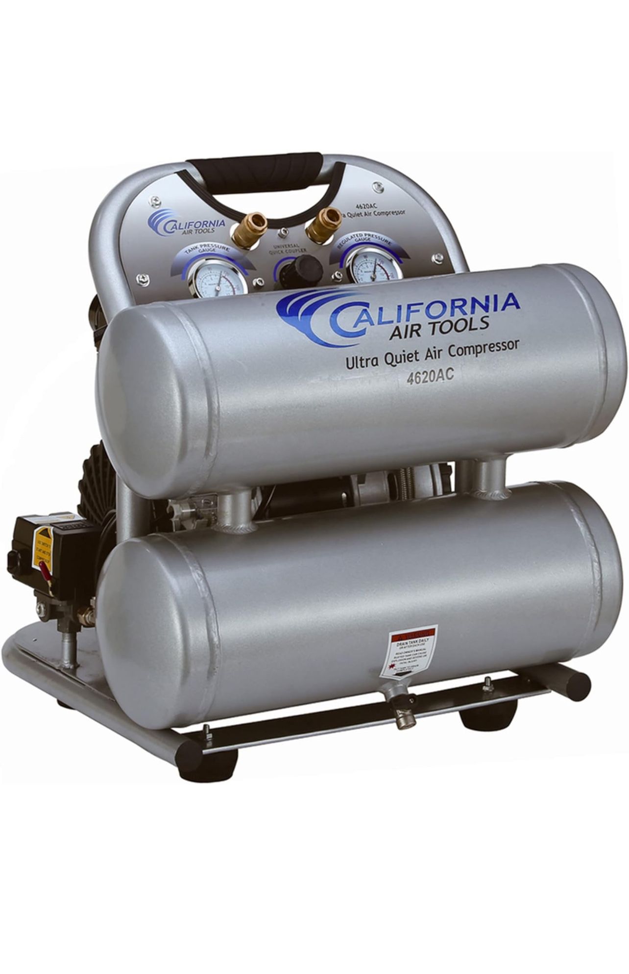 CALIFORNIA AIR TOOLS CAT-4620AC 4GAL 2HP Ultra Quiet Twin Compressor,