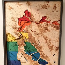 3D Wooden San Francisco Bay Area Map – Framed Wall Art