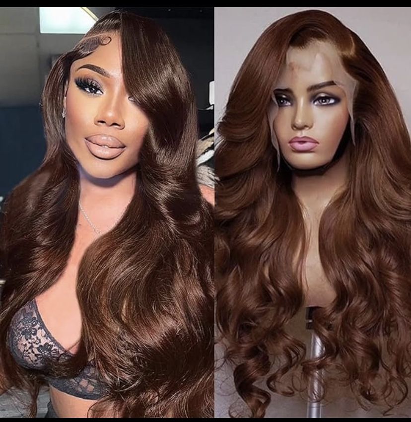 20 Inch Chocolate Brown Lace Front Wig Human Hair 13x4 HD Body Wave Lace Frontal Wigs, Glueless Wig