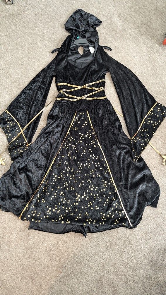 Costume Halloween Wizard Black Gold