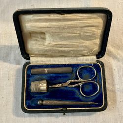 Antique Sewing Kit, Sterling Silver, Made In Germany
