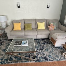 Set of Gray L-shaped Sectional Sofa + Maison Coffee Table 