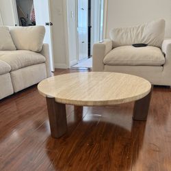 Travertine Marble Round Coffee Table, Free Delivery ✅ Modern Round Marble Coffee Table