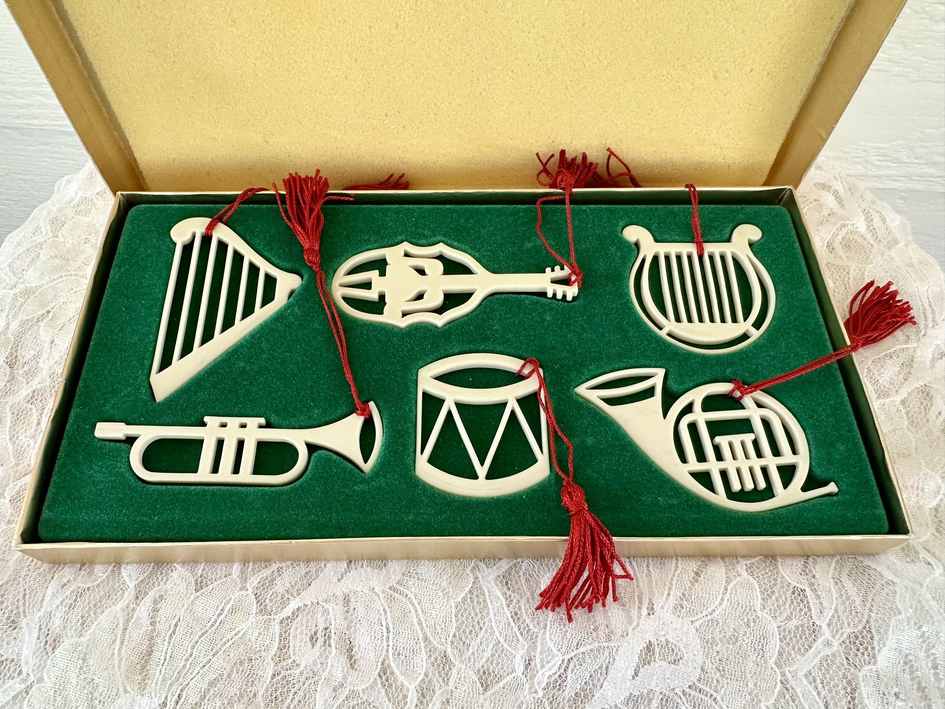 Vintage Lenox Christmas Bone China Instrument Ornaments