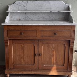 Marble top antique cabinet