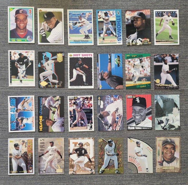 Lot of 24 Total DIFFERENT Frank Thomas Baseball Cards ROOKIE Inserts Chicago White Sox HOF