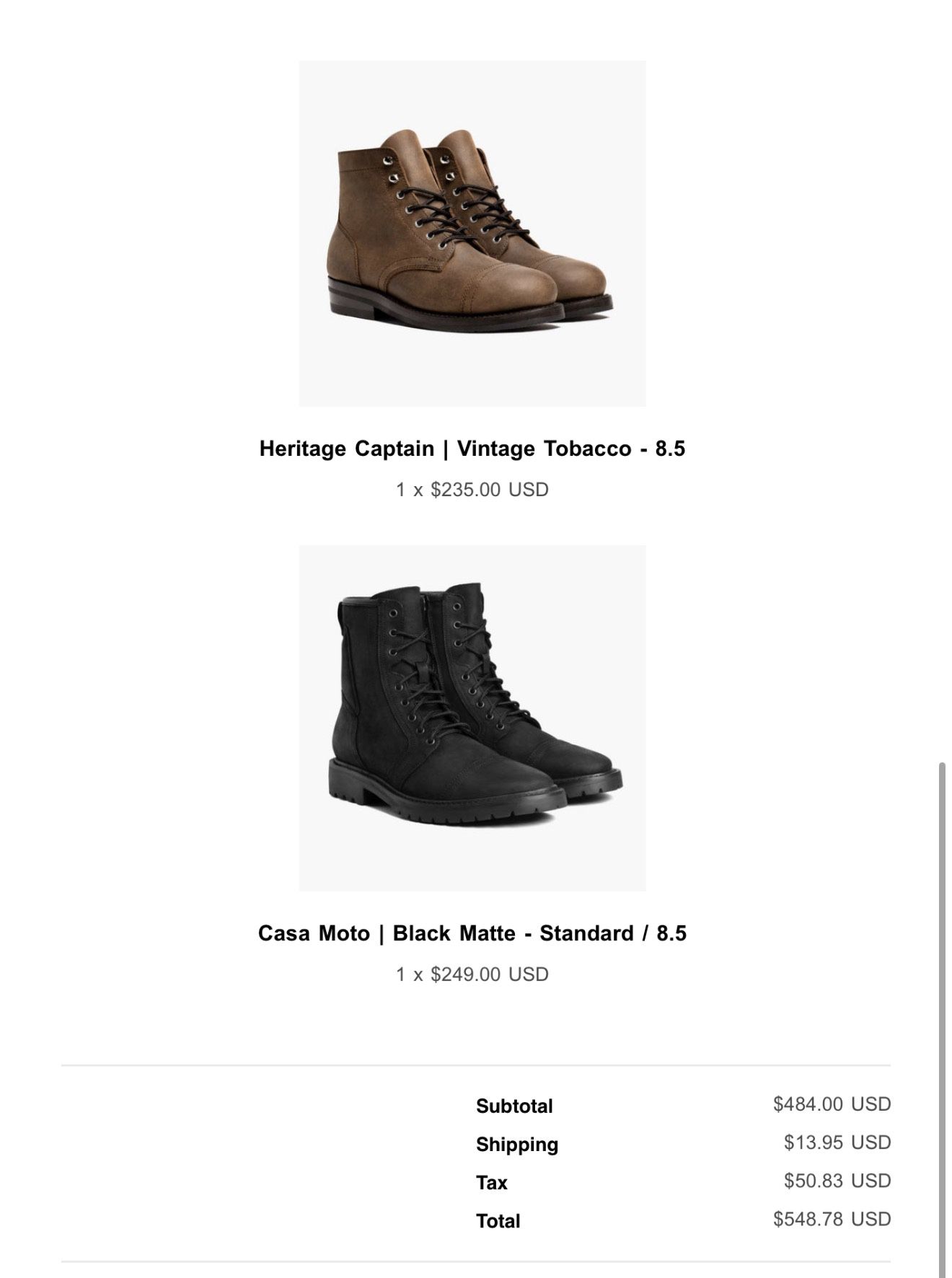 Thursday Boots 8.5 Heritage Casa Moto