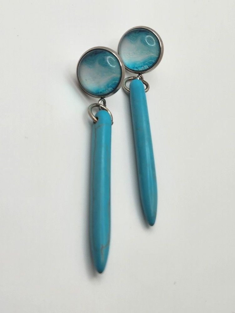 Turquoise Stone Drop Earrings