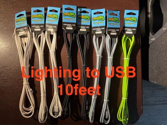 Lightning to USB 10 foot cable new  5 dollar each