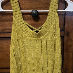 Mustard Crochet Crop Top – Size S – Spaghetti Strap