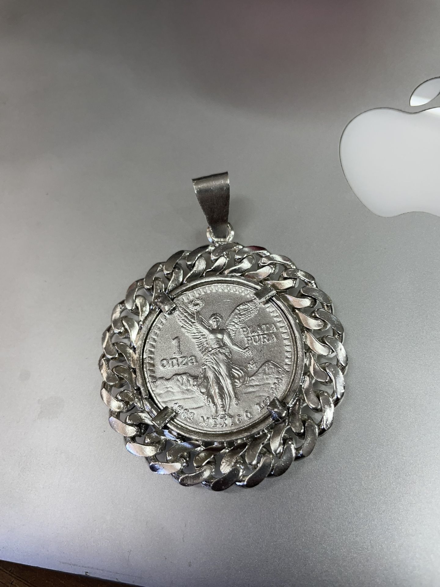 1 Onza 999 Silver Mexican Coin And Bezel