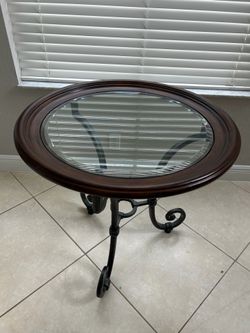 Beautiful wood and glass side table