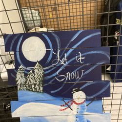 Wooden let it snow wall art 16 by 17.5