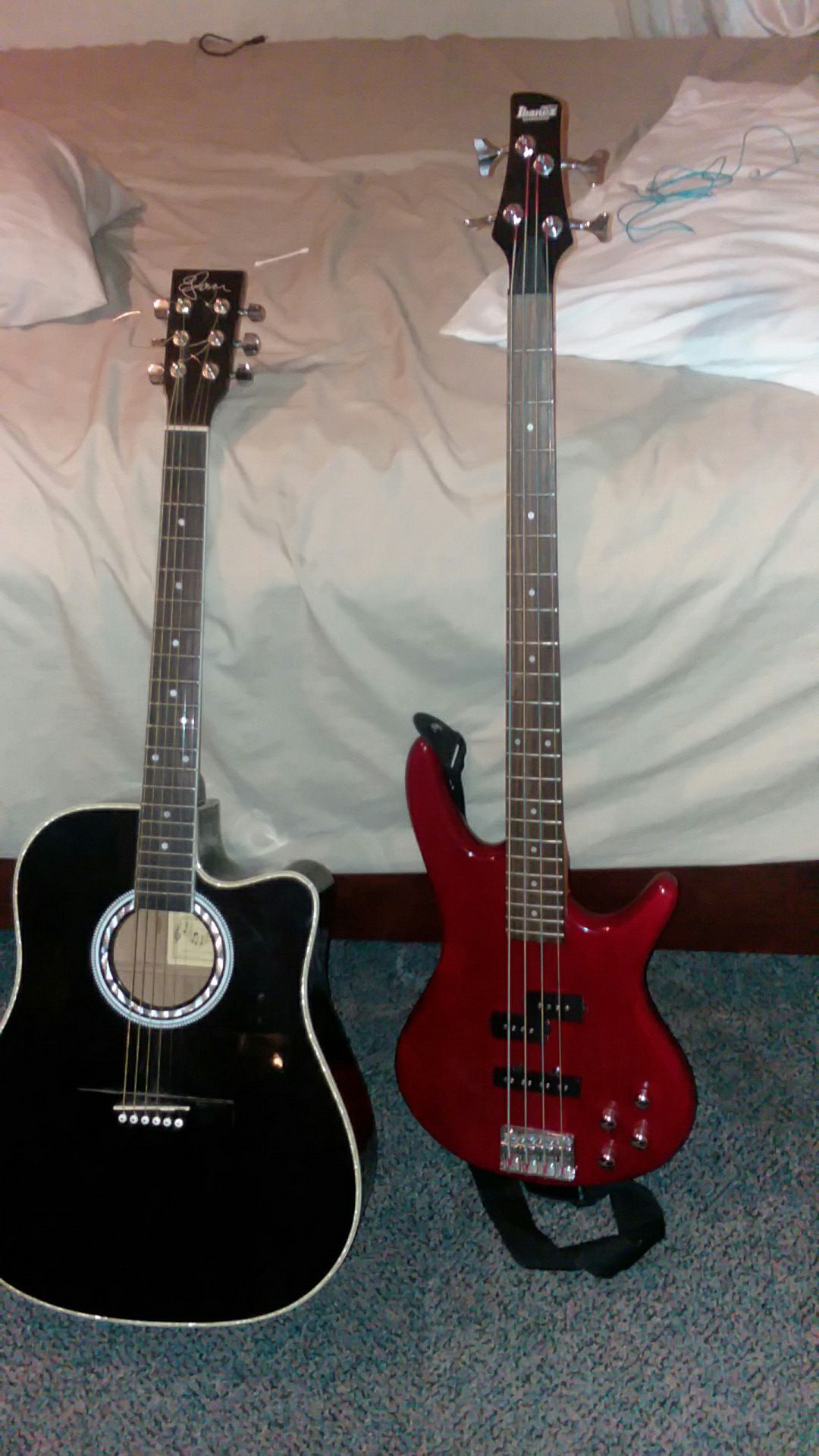 Bass guitar and acoustic