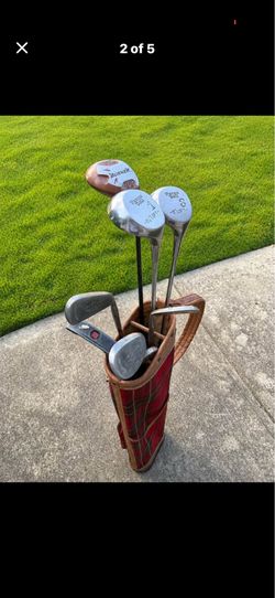 Vintage Golf Club Set w/ Plaid Bag – TaylorMade Burner + Woods