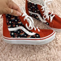 Girls Red Hi Top Vans Size 1.5