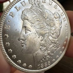 1885-CC MORGAN SILVER DOLLAR - Frosty Full Breast Feather Carson City