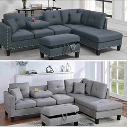 $380 sectional with ottoman