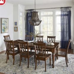Solid Wood, Eight Person, Dining Table And Chairs