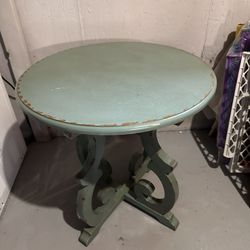 Distressed Turquoise Accent Table