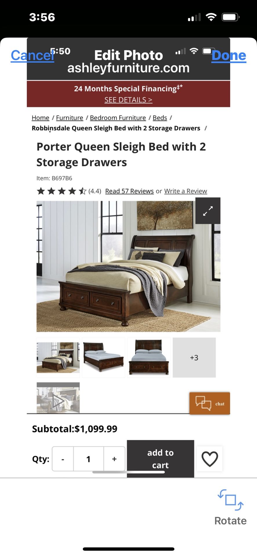 Robbinsdale Porter Sleigh Bed Frame