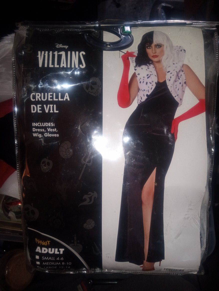 Adult Sz L 12-14 Disney Vilian Cruella De Vil Costume