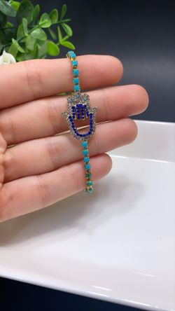 NO FADE Adjustable Sterling Silver Plated Evil Eyes Charm Bracelet