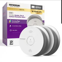 Smoke Carbon Monoxide Detector 2 Pack 10 Year Battery Voice Alarm CO Fire Alarm
