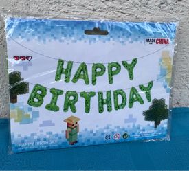 Pixel Miner Happy Birthday Letters Foil Balloons