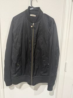 Robert Geller x Five Four Mens Black Bomber Jacket Full Zip Lightweight