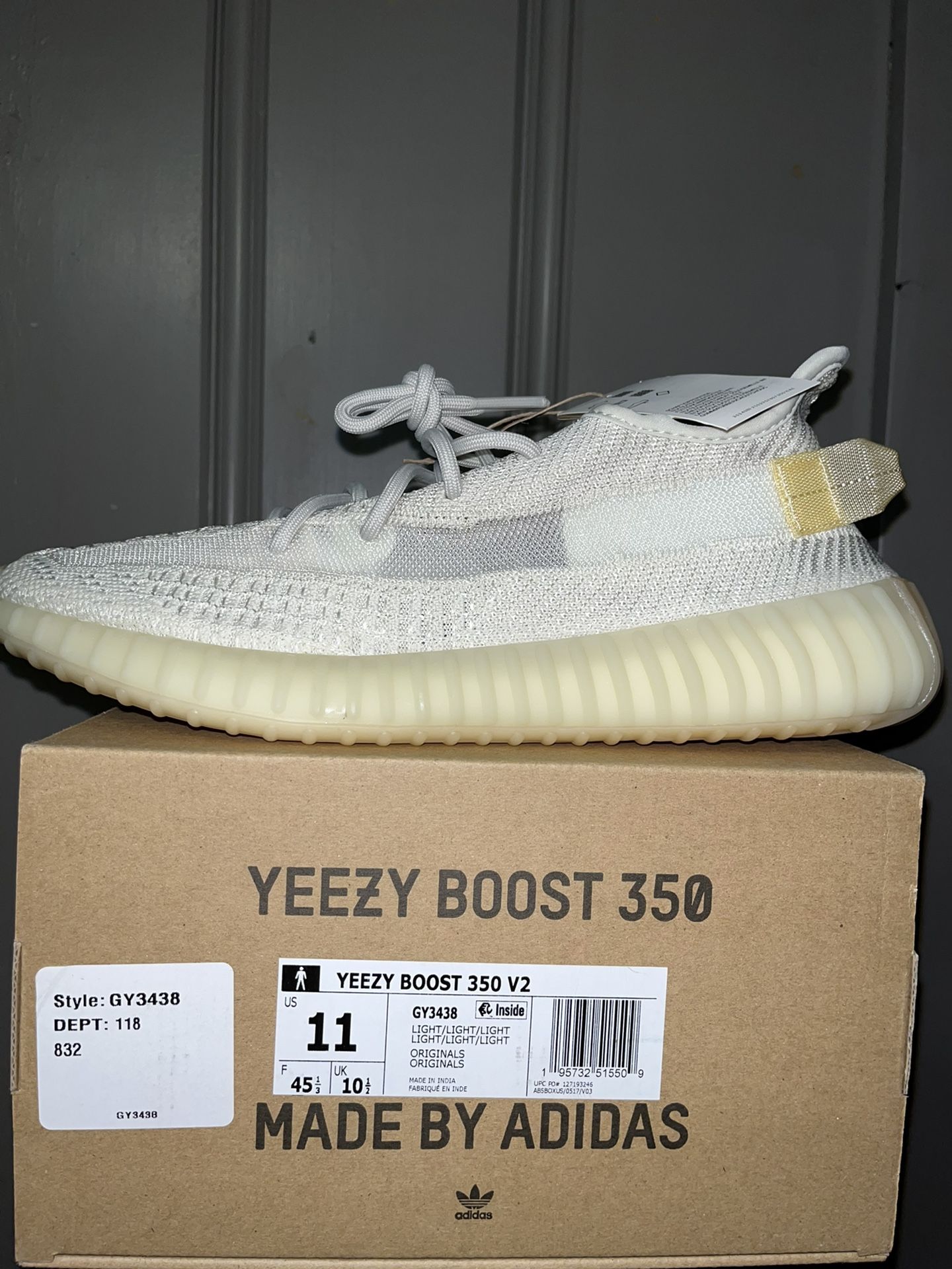 Adidas Yeezy Boost V2 “Light💡” size(11). In Mens. DS(New) Factory Laced. $275. Cash. Firm. No trades.