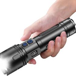 new Rechargeable Flashlights High Lumens, LED Flashlight 100000 Lumens, Super Bright High Powered Flashlights, Long Rang 5000 FT, 2 Switch, Powerful F